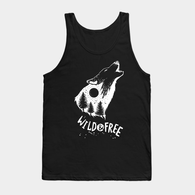 WILD and FREE - Howling WOLF Tank Top by MADesigns